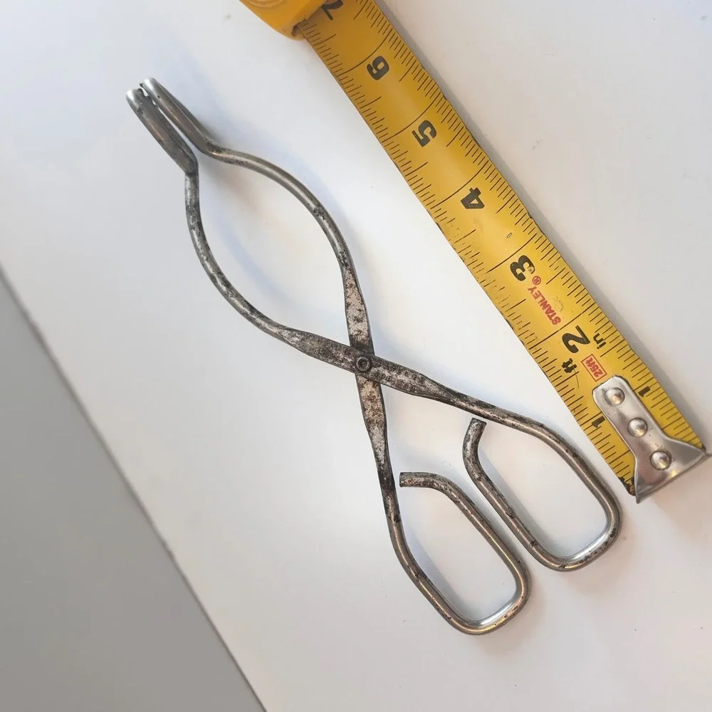 Vintage Silver Tone Metal Kitchen Tongs Serving Food‎ Sugar Ice Tong Scissor
